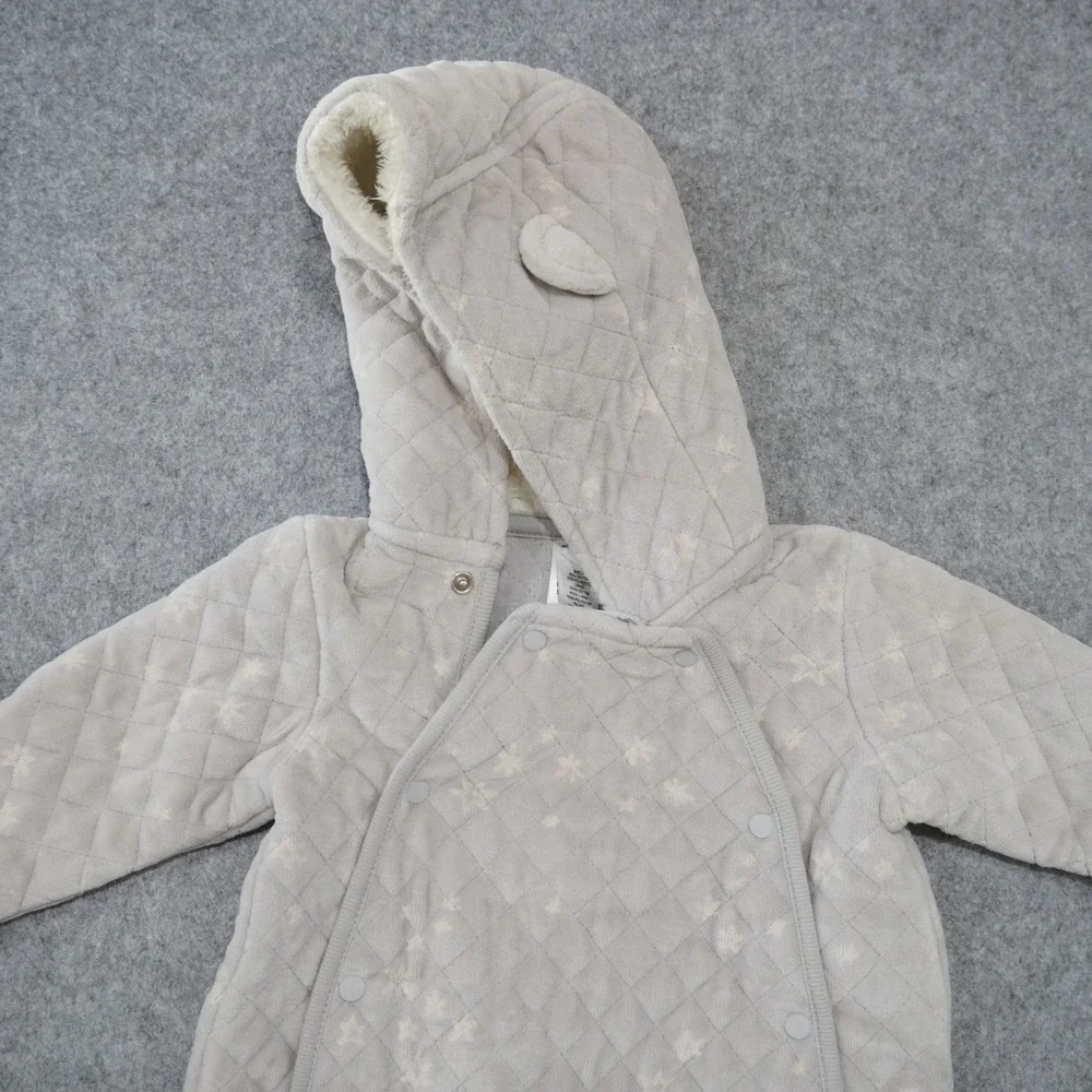 Nordstrom 3M Winter Pram Suit Baby Grey Excellent Quilted Hooded Bunting Footed